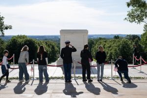 People at the tomb of the unknown solider. 